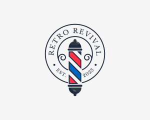 Retro Barber Pole logo design