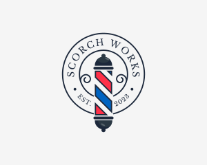 Retro Barber Pole logo design