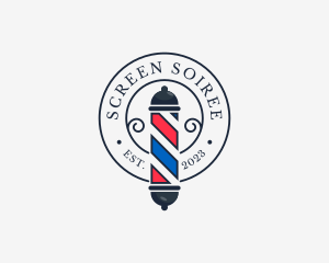 Retro Barber Pole logo design