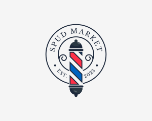 Retro Barber Pole logo design