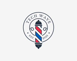 Retro Barber Pole logo design