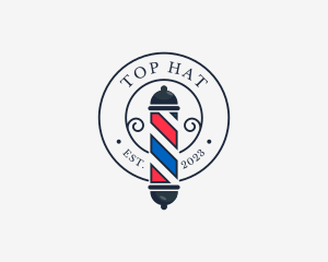 Retro Barber Pole logo design