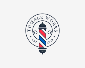 Retro Barber Pole logo design