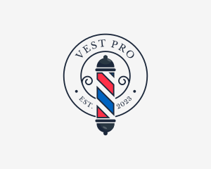 Retro Barber Pole logo design