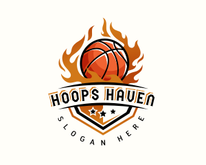 Basketball Hoop Fire logo design