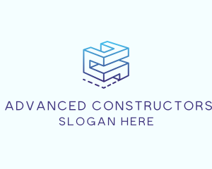 Gradient Construction Block logo design