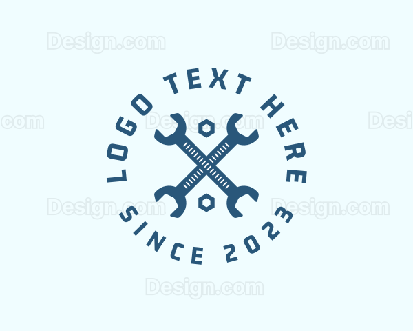 Blue Mechanic Wrench Logo