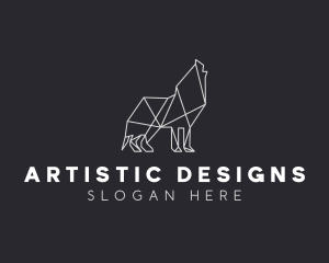 Geometric Minimalist Grey Wolf logo design