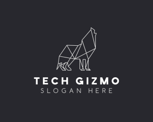 Geometric Minimalist Grey Wolf logo design