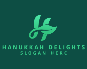 Vegan Leaf Letter H logo design