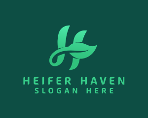 Vegan Leaf Letter H logo design