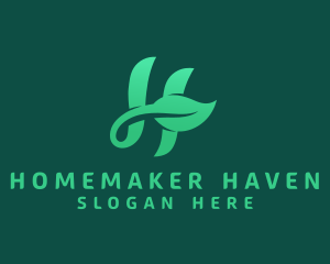 Vegan Leaf Letter H logo design