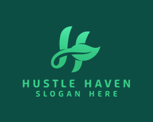 Vegan Leaf Letter H logo design