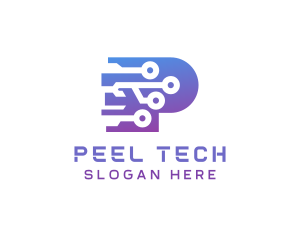 Digital Tech Letter P logo design