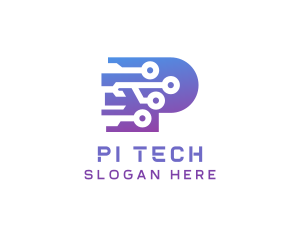 Digital Tech Letter P logo design