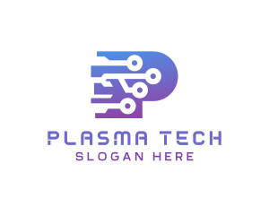 Digital Tech Letter P logo design