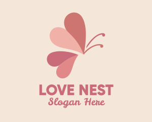 Pink Butterfly Heart logo design