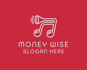 Music Note Horn logo design