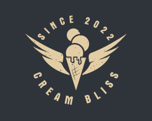 Retro Ice Cream Wings logo design