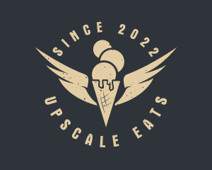 Retro Ice Cream Wings logo design