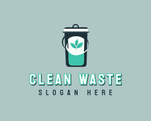 Leaf Trash Bin Disposal logo design