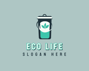 Leaf Trash Bin Disposal logo design