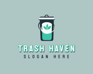 Leaf Trash Bin Disposal logo design