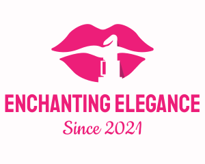 Pink Lipstick Silhouette logo design