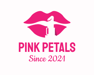 Pink Lipstick Silhouette logo design