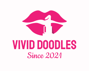 Pink Lipstick Silhouette logo design