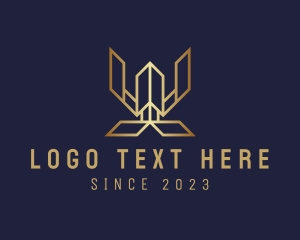 Premium Golden Letter W Hotel logo design