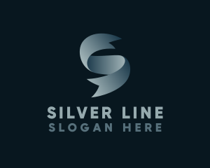 Silver Ribbon Letter S logo