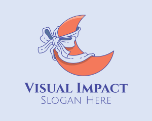 Crescent Moon Ribbon logo design