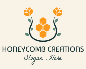 Floral Honey Honeycomb  logo design