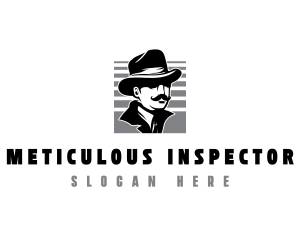 Spy Inspector Mustache logo design