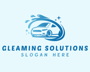 Blue Shiny Car Wash logo design