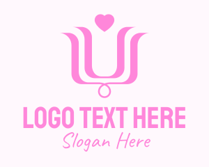 Pink Heart Flower  Logo