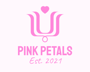 Pink Heart Flower  logo design