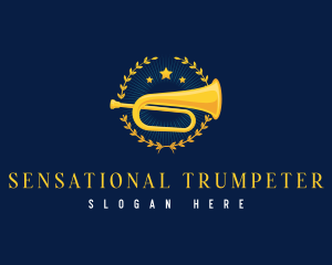 Musician Trumpet Wreath logo design