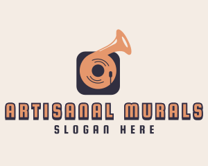 Retro Record Player logo design