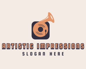 Retro Record Player logo design