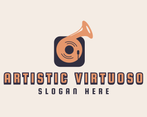 Retro Record Player logo design