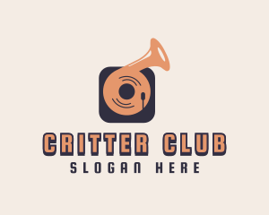 Retro Record Player logo design