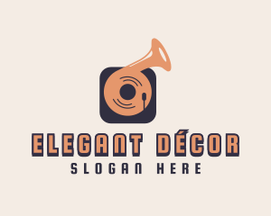 Retro Record Player logo design