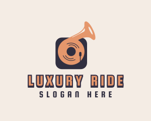 Retro Record Player logo design