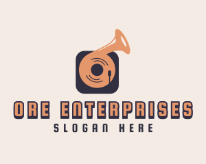 Retro Record Player logo design