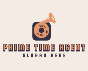 Retro Record Player logo design