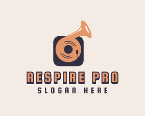 Retro Record Player logo design