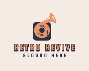 Retro Record Player logo design