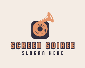 Retro Record Player logo design